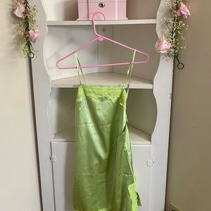 Green silk slip dress size 2